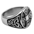 thumbnail image 3 of Celtic Cross Signet Ring Stainless Steel Trinity Knot Band, 3 of 5