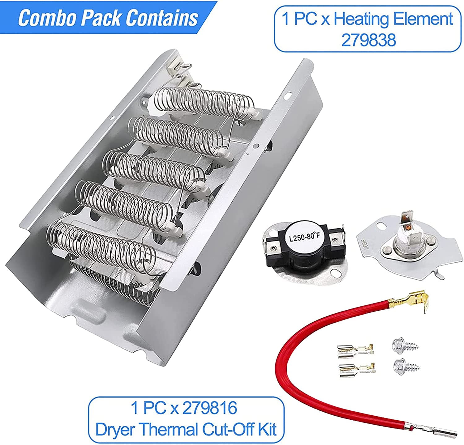 Dryer Element Kit for Whirlpool Sears 279838 & 279816