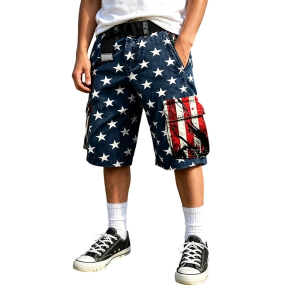 RMGVDSD Kids Casual Shorts Boys 250Th Anniversary Usa Shorts Patriotic Print Cargo Shorts Independence Day Flexible Fit Outdoor Trousers 5-6 Years