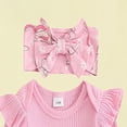 thumbnail image 5 of vigerkar New To The Crew Baby Girl Outfit Newborn Coming Home Outfits Ribbed Romper Bodysuit Floral Pants Set (Pink, 3-6 Months), 5 of 7