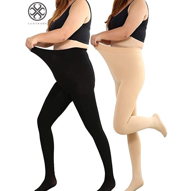 Luxtrada - Medias térmicas de invierno de talla grande para mujer, forradas en polar, cálidas, opacas, de cintura alta, gruesas y elásticas, 1/2 unidad