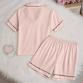 thumbnail image 6 of FYDUU Little & Big Girls Pajamas Button Down Sleepwear Set Heart Print Short Sleeve Shorts 2Pcs Pajama Sets Casual Lapel Loungewear 4-5 Years, 6 of 7