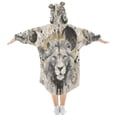 thumbnail image 2 of BZSMCE Wearable Blanket Hoodie Fashion Stained Crowned Lion Home Wear, 2 of 7