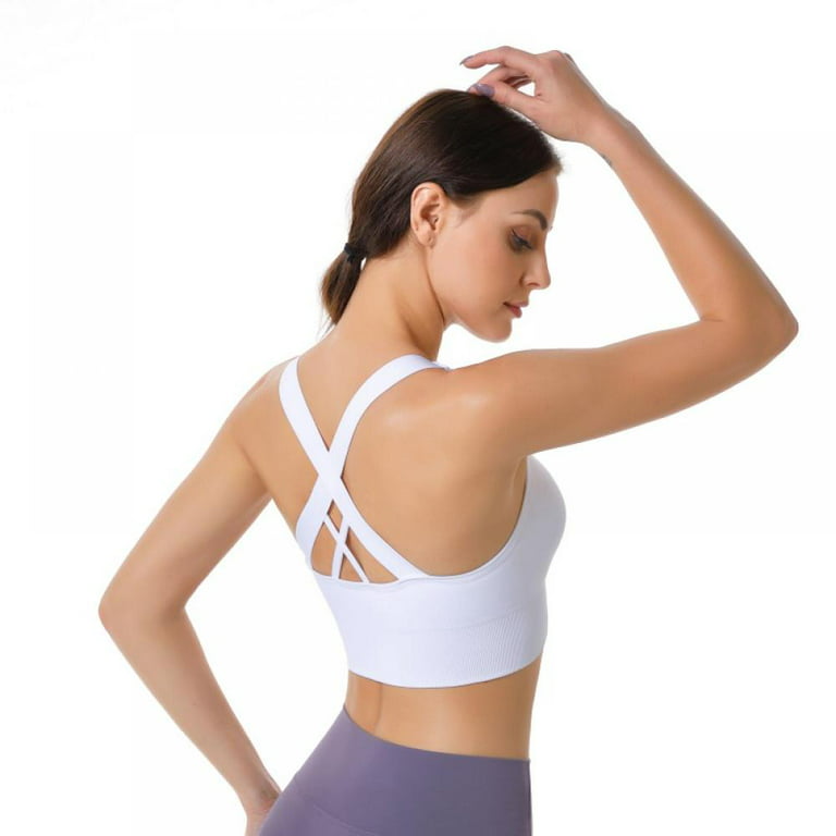 Shop for Criss-cross Padded Sports Bra WHITE: Sports Bras XL at