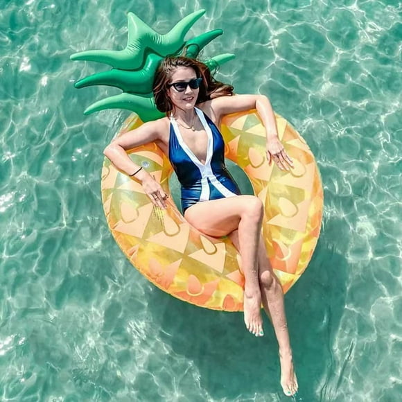 Boya de piscina con forma de piña, flotador inflable para piscina, flotador inflable grande para playa oceánica, silla de piscina para adultos y niños, colchón de aire para piscina