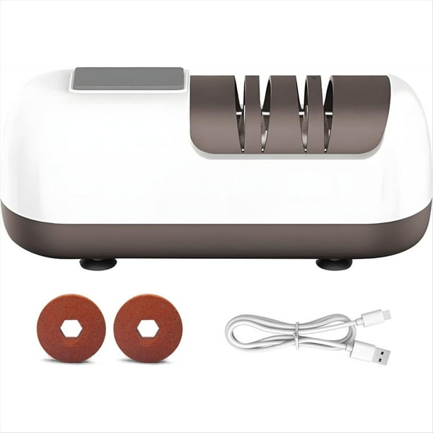 Afilador de Cuchillos Eléctrico Inalámbrico Profesional de 2 Etapas, Fácil de Usar para Cuchillos de Cocina y Tijeras.