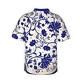 thumbnail image 3 of Easygdp Blue And White Porcelain Pattern Men's Hawaiian Shirts Print Lapel Short Sleeve for Beach, vacation, party, casual occasions - 3X-Large, 3 of 9