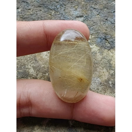Golden Rutilated Quartz Oval Shape Gemstone, Flat Back Size 14x20 mm