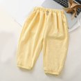 thumbnail image 2 of ZACPNCV Toddler Girls Boys Solid Cotton Harem Pants Summer Baby Basic Loose Long Bloomer Trouser Elastic Pants Yellow 4-5 Years, 2 of 3