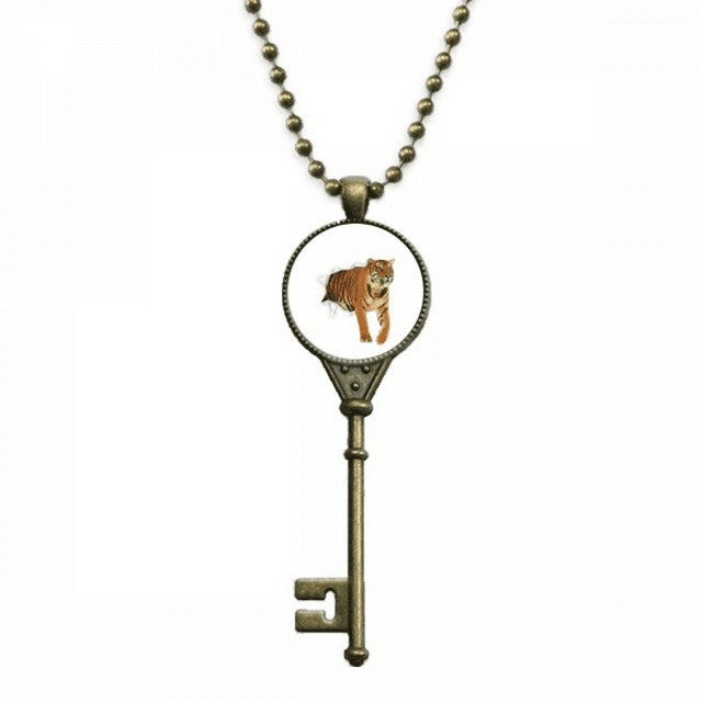 Endommagement Animal Papier Tigres Chats Clé Collier Pendentif Plateau Embelli Chaîne