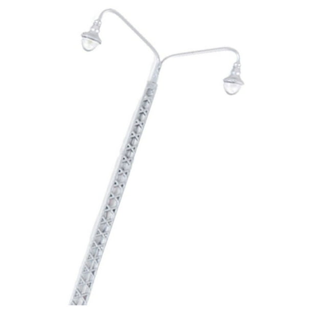 Billuyoard Modelo de lámpara de vía férrea, farola clásica a escala 1:87, diseño de construcción, luz LED de parque de cabezales, decoraciones Artesanía Plata (luz cálida) Billuyoard HA064499-04