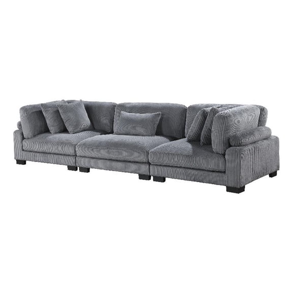 Pemberly Row Modern / Contemporary CorduUpholstered Sofa in Gray