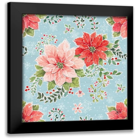 Brissonnet, Daphne 12x12 Black Modern Framed Museum Art Print Titled - Country Poinsettias Step 01D