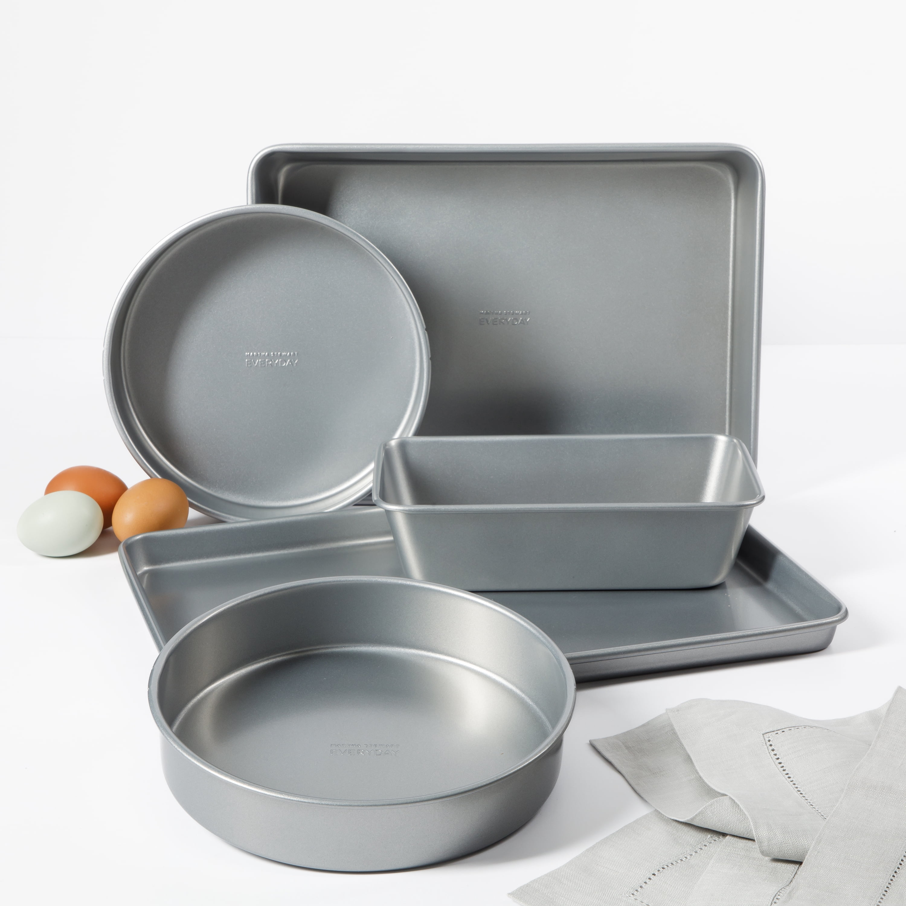 Martha Stewart Everyday 5-Piece Carbon Steel Nonstick Bakeware Set, Silver