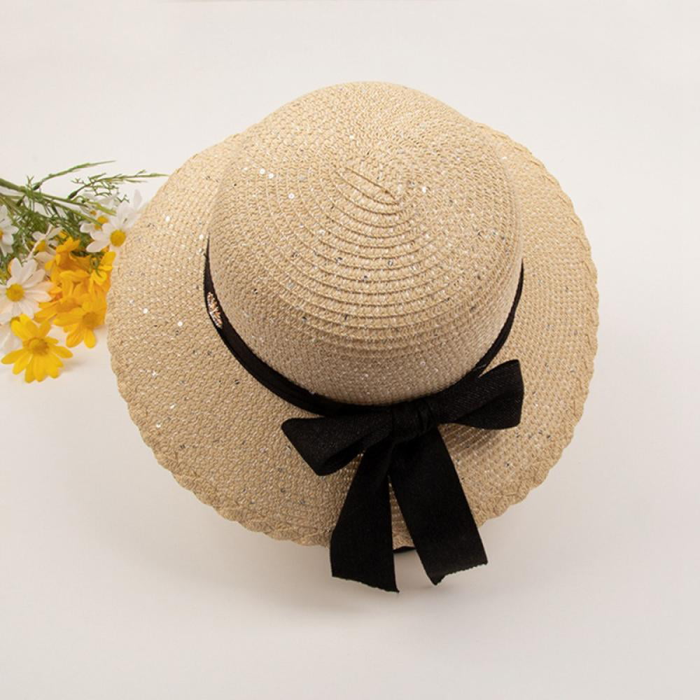 Womens Beach Hat Sun Hats Straw Wide Brim Hat Women Floppy Foldable Summer Hats with UV UPF 50 Protection