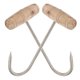 thumbnail image 2 of 2pcs Stainless Steel Meat Hook Wood Handle T Shaped Hanging Hook Bacon Meat Hook, 2 of 3