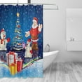 thumbnail image 2 of Christmas Santa Claus Shower Curtain, Xmas Snowman Shower Curtain for Bathroom, Vintage White Christmas Tree Shower Curtain 72X72, 2 of 7