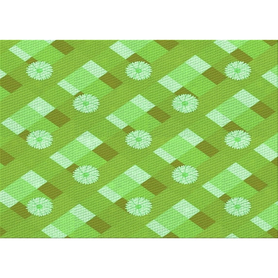 Ahgly Company Machine Washable Indoor Rectangle Transitional Green Area Rugs, 7' x 9'