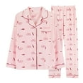 thumbnail image 4 of Pajamas For Women Set Christmas Cute Sets For Women Long Sleeve Sleepwear Button Loungewear Soft 2 Piece Pj Set With Pockets Long Pants Pajama Set, 4 of 6