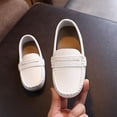 thumbnail image 2 of Domzle Toddler Boys Girls Slip On Loafers Dress Shoes Casual Shoes Non-slip Walking Flats School Wedding Church Party Loafers for Toddler Little Kid Big Kid White, 2 of 6