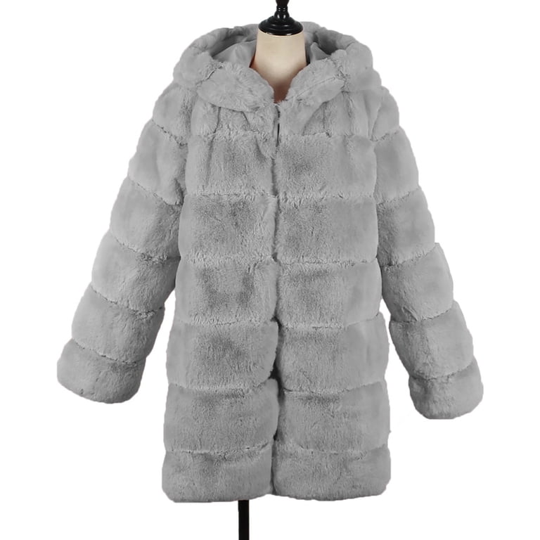 Womens Long Sleeve Winter Warm Lapel Fox Faux Fur Coat Jacket