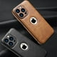 thumbnail image 2 of Luxury Leather Case for Apple iPhone 15 Pro MAX 14 13 12 11 XS XR 7 8 Plus Original Logo Hole Silicone Lens Protection Cover, 2 of 5