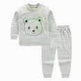 thumbnail image 2 of NOLDARES Toddler Boys Outfit Set Long Sleeve Print Crewneck Cotton Tee Elastic Waist Pants 2 Piece Fall Winter Clothes Size:6-12 M,Green, 2 of 4