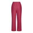 thumbnail image 4 of Women's Corduroy Pants Petite Elastic Waist Straight Leg Pants Pull On Lounge Stretchy Trousers with Pockets, 4 of 5