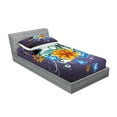 thumbnail image 2 of Ambesonne Colorful Fitted Sheet & Pillow Sham Set, Stars Flowers Swirls, Twinxl, Multicolor, 2 of 2