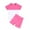 Pink, variant on Spring Summer Girls Boys Solid Color Outfits, Kids Threaded Round Neck Short Sleeve Shorts Two-Piece Set Blue 70