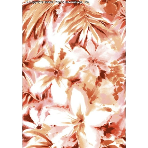 Chiffon Printed Tropical Blossom Fabric by the Yard Floral Fabric Sheer Fabric (CITRUSORANGE, HalfaYard)