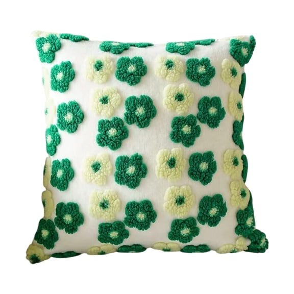 Nmdmisc Soft Decorative Throw Pillow Covers 18x18 Cute Faux Fur Plush Pillow Covers Square Jacquard Pillowcase Cushion for Sofa Bedroom Living Room Christmas,Green