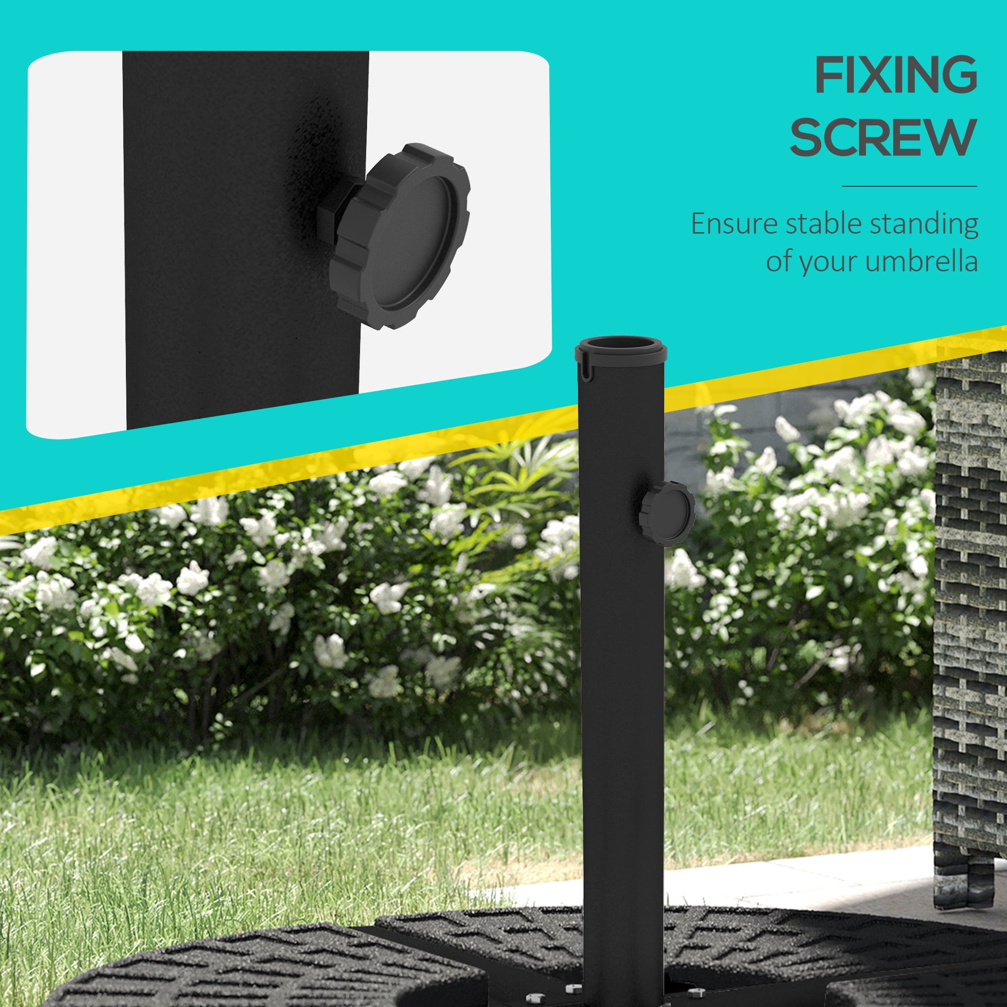 Outsunny Outdoor Universal Cross Brace Stand, Cross Umbrella Base, Black