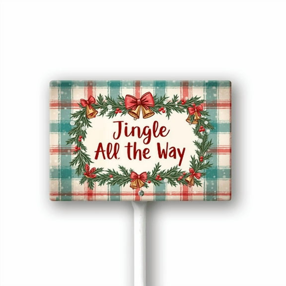 Eveokoki Jingle All The Way Yard Signs Christmas Lawn Outdoor Decoration for Xmas Winter Holiday Art Yard Lawn Sign with Metal Stakes For Home Garden Front Decorations