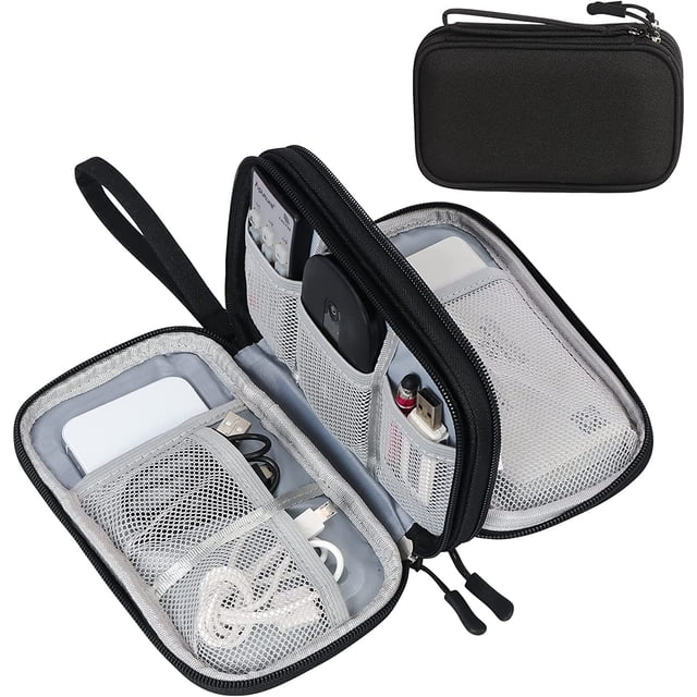 1 Uds. Bolsas organizadoras de cables negras, portátiles, organizador electrónico de doble capa, organizador de cables de viaje para cables, cargadores Sailing Electrónica