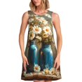 thumbnail image 1 of Easygdp Rustic Daisy Mason Jars para Vestido Transpirable de Mujer, Vestido Suelto de Manga Corta con Pliegues y Bolsillos para el Verano, 1 of 7
