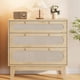 thumbnail image 1 of 3-cajón wood cómoda para dormitorio: rattan chest of cajón, nightstand para sala de estar, entrada, y hallway (31.5 l x 15.7 in w x 31.2 in h, light oak), 1 of 7