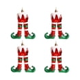 thumbnail image 3 of 4 piezas de adornos navideños para piernas de elfo, color rojo, verde y blanco, adorables adornos colgantes para árbol. Estilo B, 3 of 9