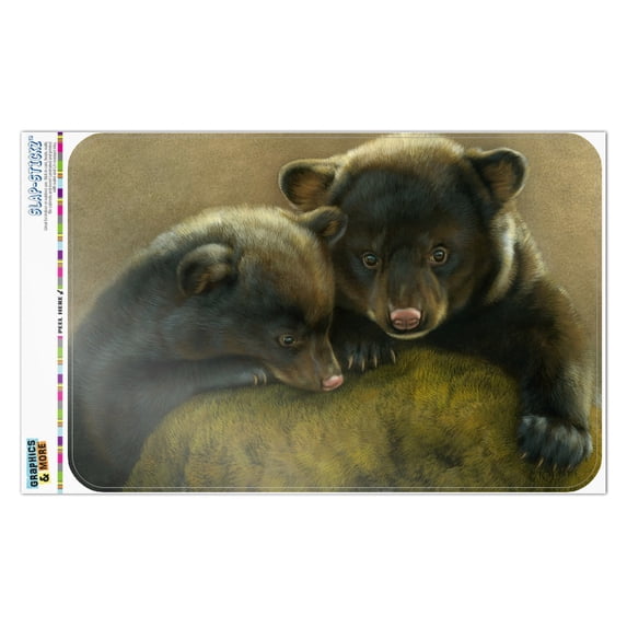 Black Bear Cubs Mossy Rocks Home Business Office Sign