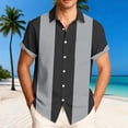 thumbnail image 2 of Stamzod Mens Button Up Shirt Fashion Strip Printed Casual Short Sleeve Shirts Plus Size Summer Beach Shirts for Men Dark Gray-1 S, 2 of 6