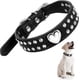 thumbnail image 1 of Collar de perro de cristal Collar de diamantes de imitación para mascotas Collar de perro de cuero de PU (Corazón de cristal negro, 51x 2.5cm) TUNC Sencillez, 1 of 5