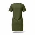 thumbnail image 6 of APEXFWDT Swimsuit Coverup Dress for Women V-Neck Casual T-shirt Dresses Short Sleeve Twisted Coverup Beach Dress,S,Army Green, 6 of 7