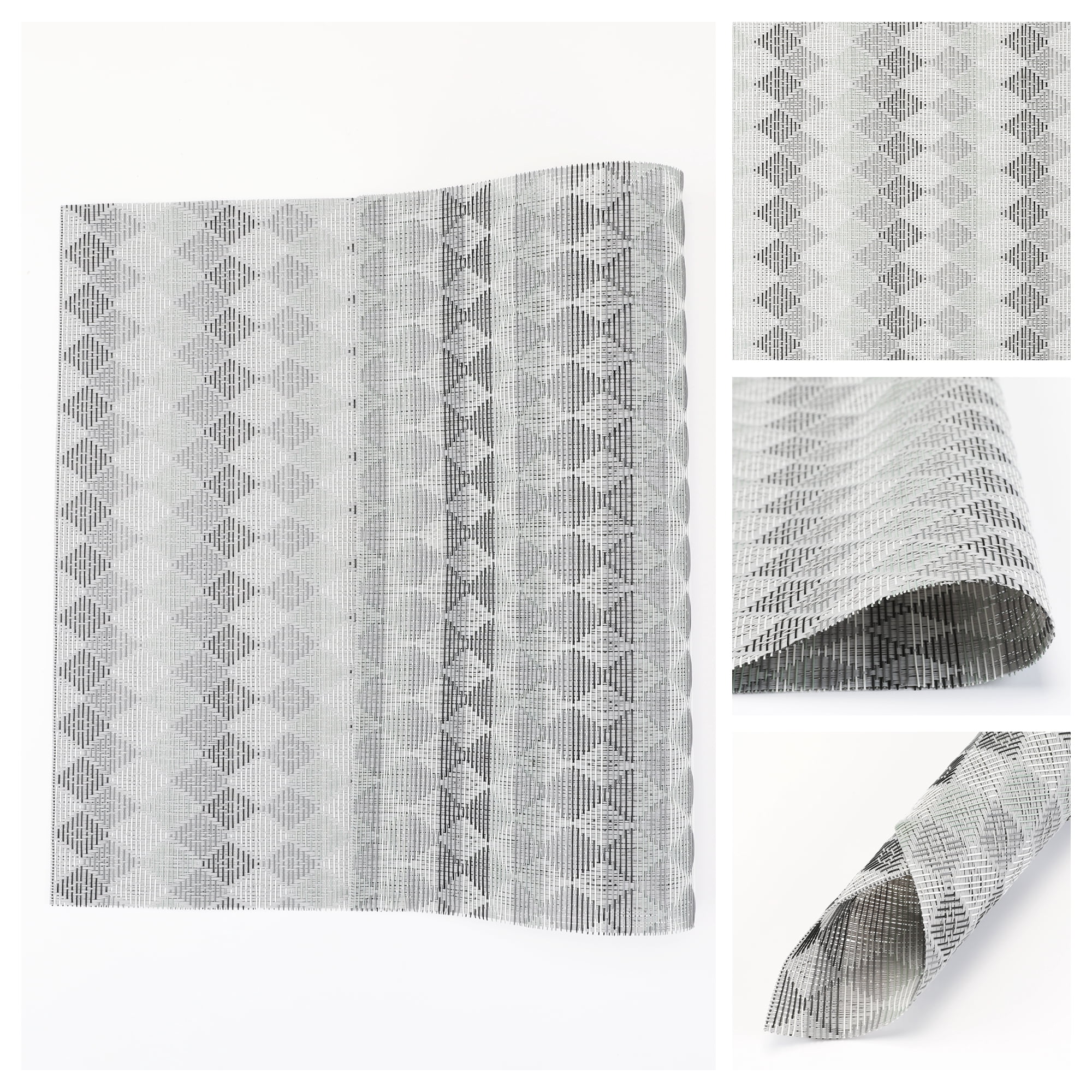 Unique Bargains Set of 6 Plastic Wipeable Placemats for Dining Table Decor Gray
