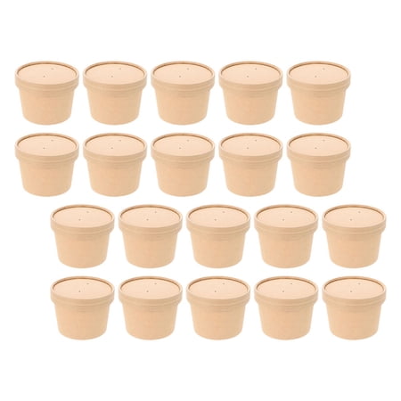 ifundom Khaki Thick Paper Dessert Bowls for Ice Cream Snacks and Storage - 50 Sets Disposable Bowls for Parties