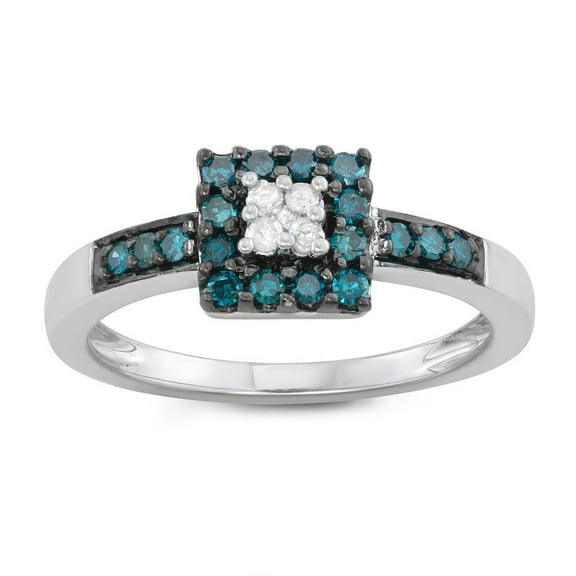 MyDiamondBox 1/3 Carat Total Weight (cttw) Sterling Silver Blue and White Diamond Ring for Women (Size: 6)