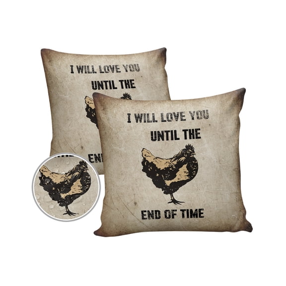 Pack of 2 Outdoor Pillow Covers, Rustic Farm Chicken Waterproof Square Throw Pillowcase Cushion Decorative Pillow Covers for Couch Patio Tent, 18x18 in