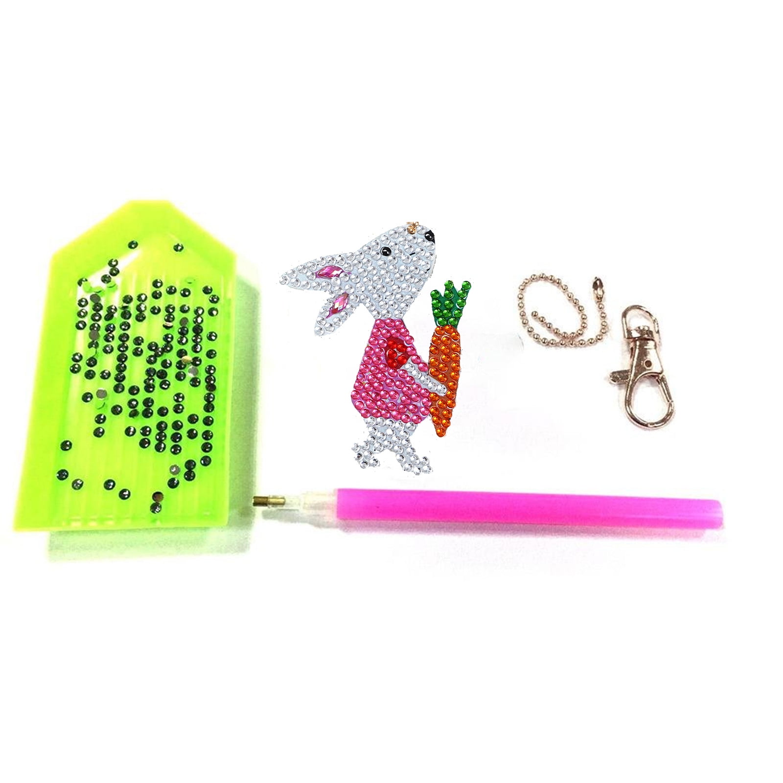 4pcs 5D mermaid rabbit diamond painting keychain kit, double-sided diamond art keychain, DIY handmade crafts, DIY for children and adult beginners, keys, mobile phones, backpack accessories