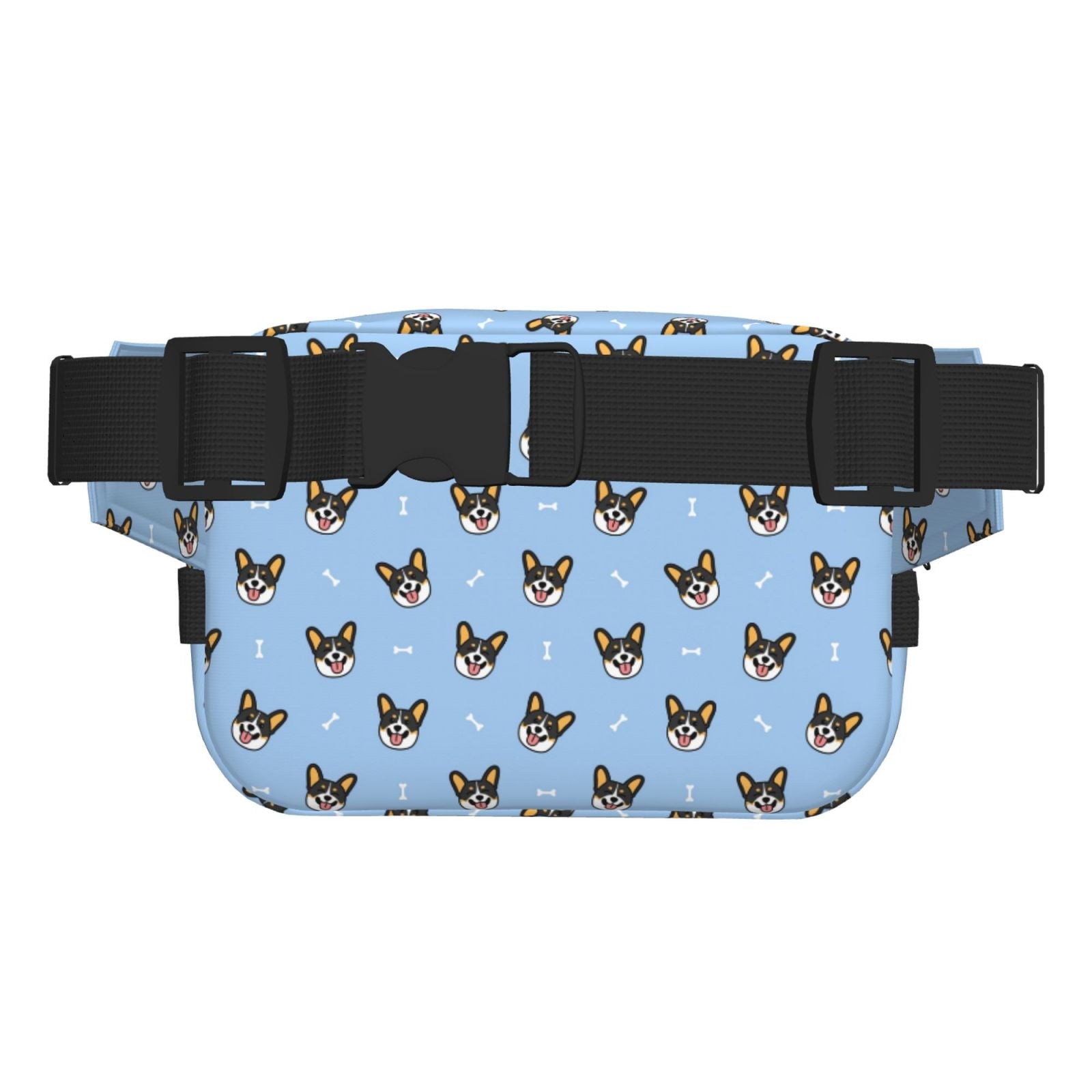 Picia Corgi Dog Print Square Double-Layer Waist Bag Mini Adjustable Waist Belt Bag Exercise Running Travel Hiking