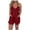 Wine, variant on Ahabrexf Jumpsuits for Women Solid Wide Leg Spaghetti Strap Sleeveless Casual Loose Ethnic Short Rompers with Pockets