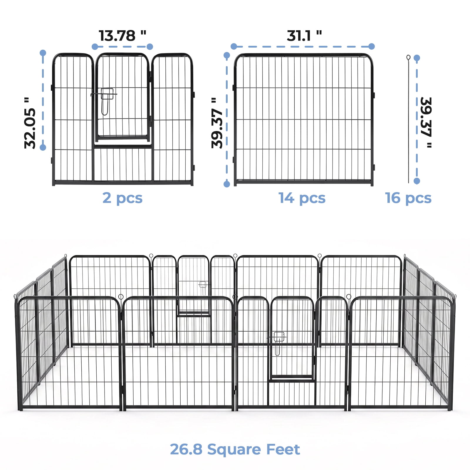 Alvantor Dog Playpen Indoor/Outdoor Metal Exercise Pen with Door for Pet Play Area